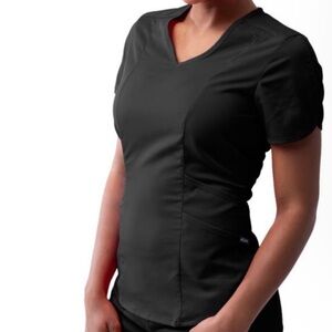 ADAR PRO Women’s Modern V-neck Scrub Top, 6 Pockets, Size XS, Black